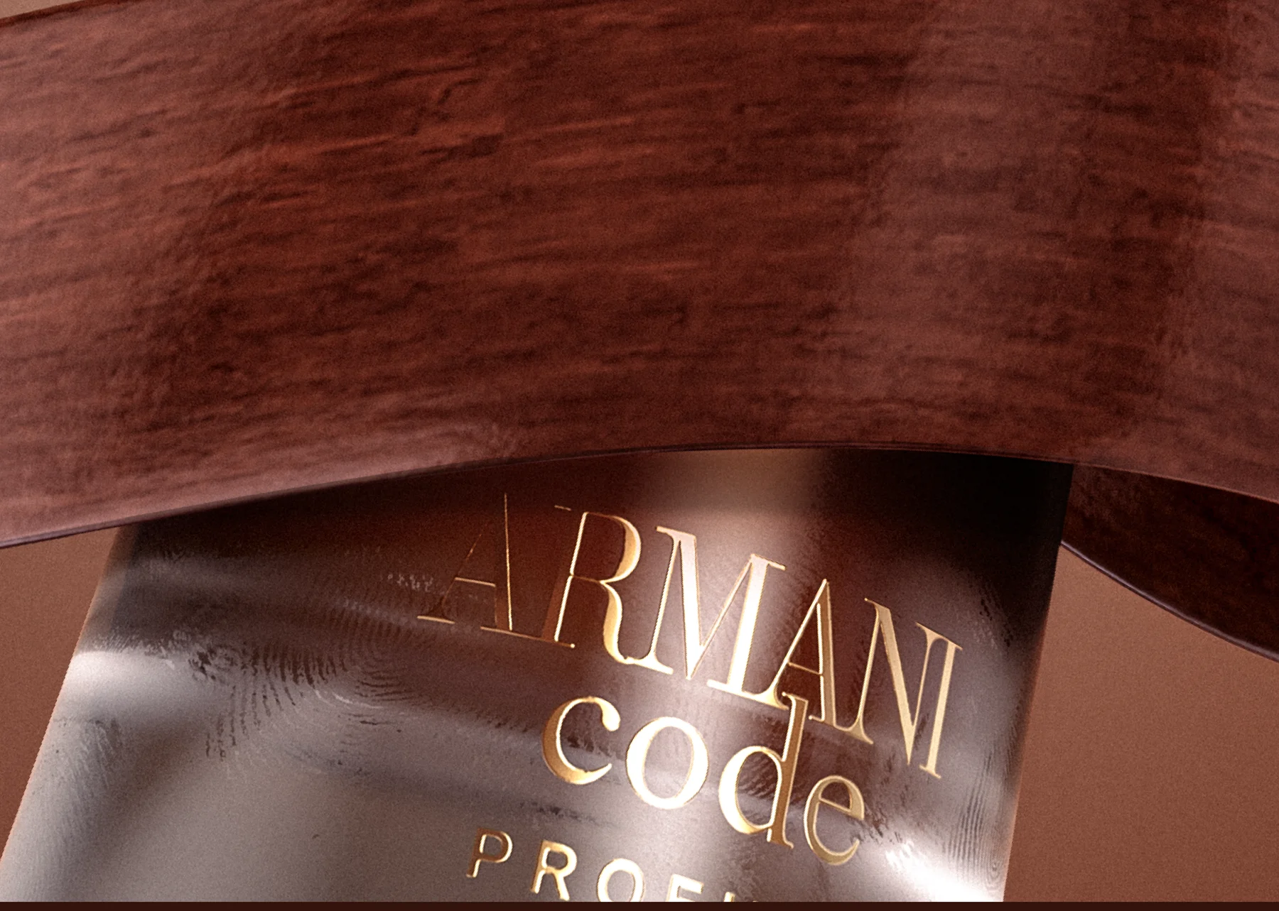 The Armani Code lettering through the glass