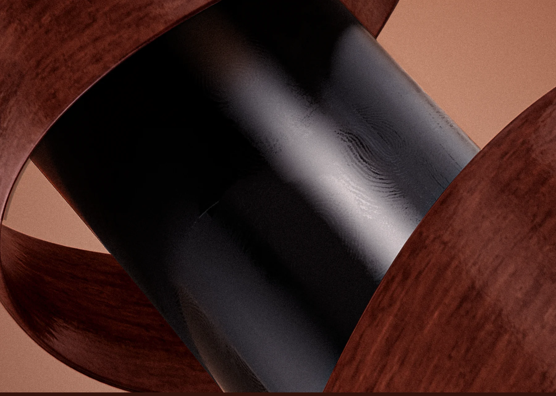 The ribbon crossing the black glass