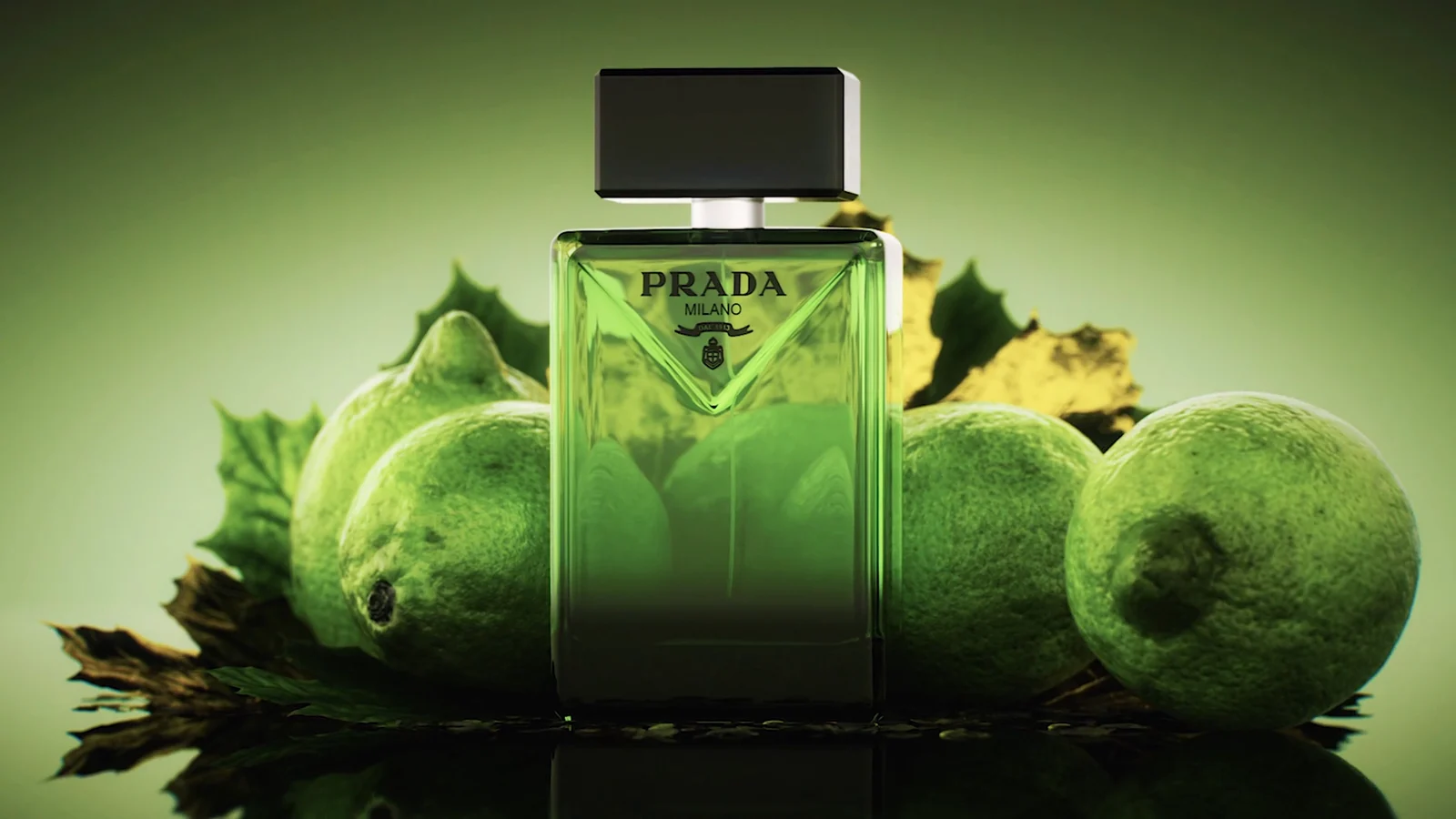 Packshot: the flacon among limes and leaves
