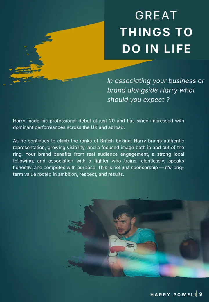 Harry “The Sauce” Powell · teal & gold · portrait deck slide 9