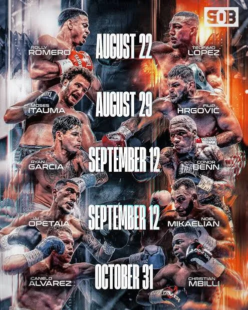 Fight calendar · Aug–Oct